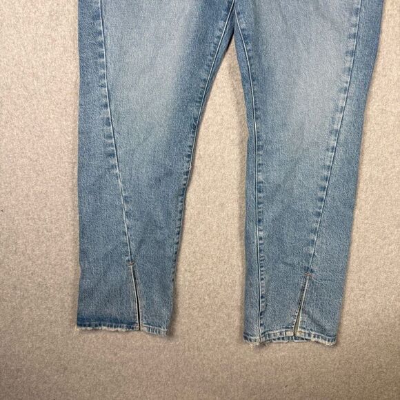 Good American Women Size 16 Straight Leg Denim Jeans Light Wash Blue Distressed - Picture 2 of 12